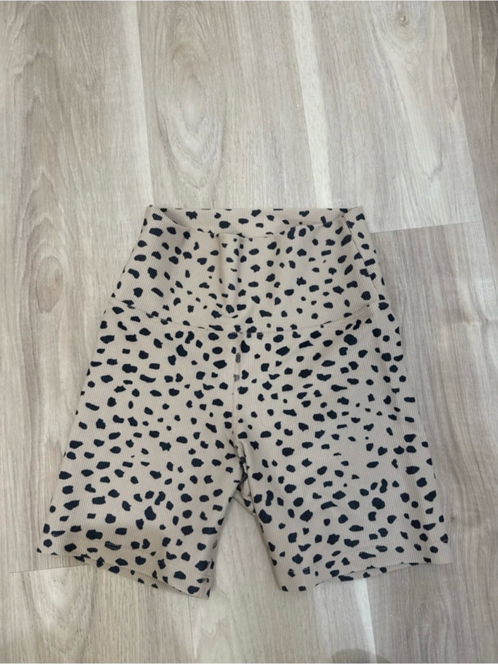 Beach Riot Beige & Black Spotted High-Rise Bike Shorts